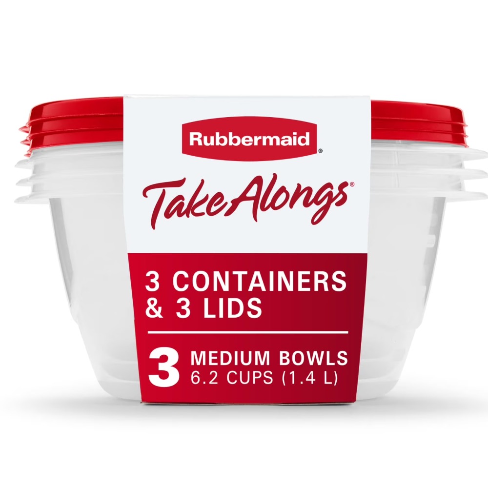 Meal Prep Container - ภาชนะเก็บอาหารทรงกลมขนาดใหญ่พร้อมฝาปิด ชุด 3 ชิ้น ความจุ 6.2