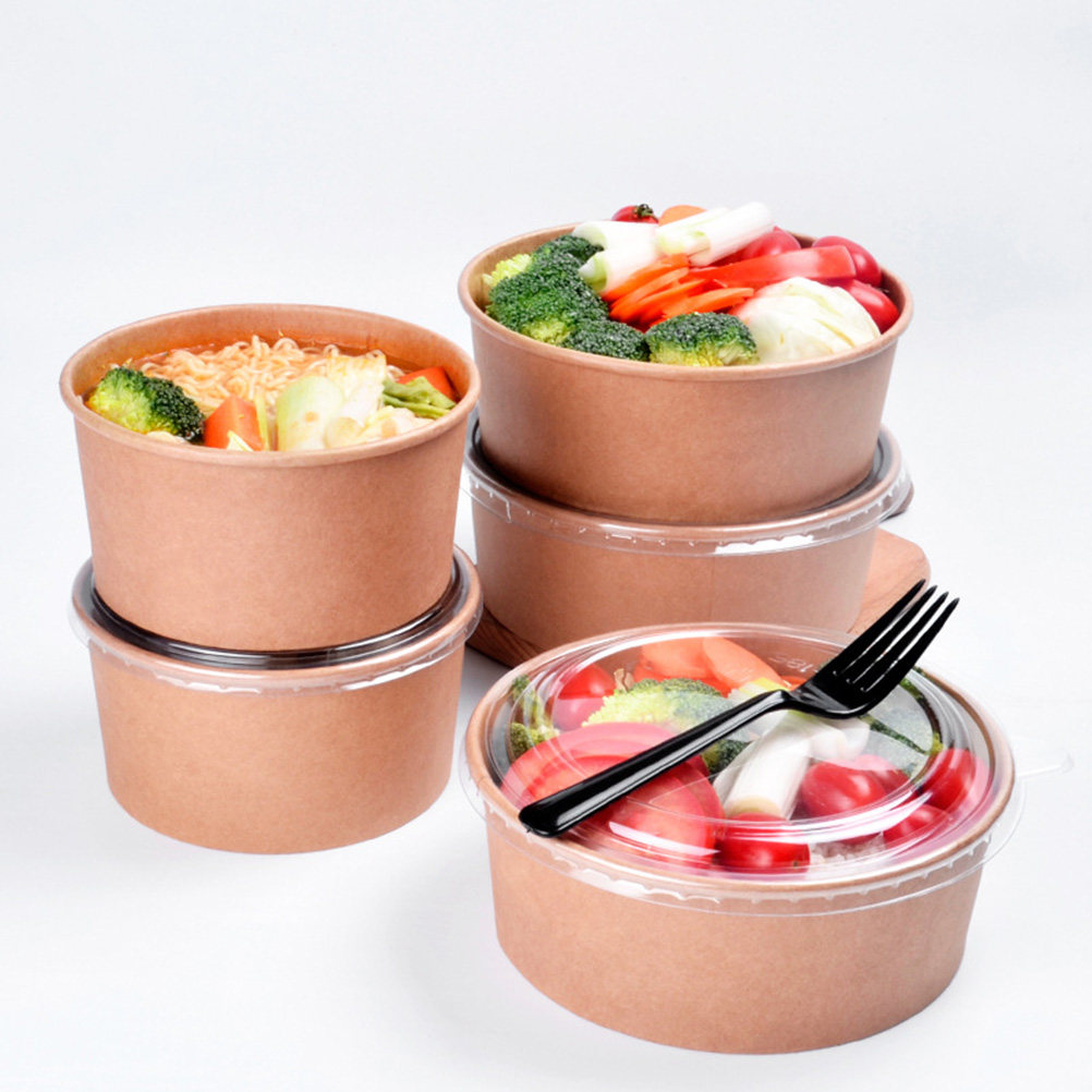 Meal Prep Container - ชามกระดาษคราฟท์ 20 ชิ้น ป้องกันการรั่วซึม ชามสลัดแบบใช้แล้วทิ้ง ภาชนะบรรจุอาหาร
