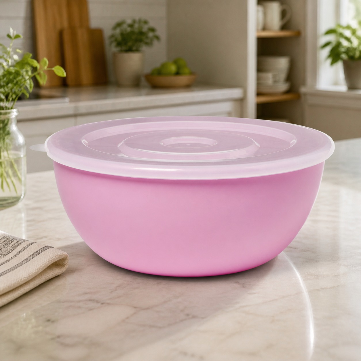 Meal Prep Container - ชามสีชมพูพร้อมฝาปิดเข้าชุด ภาชนะเก็บอาหารที่ทนทานสำหรับห้องครัว หอพัก การเตรียมอาหาร และอาหารที่เหลือ