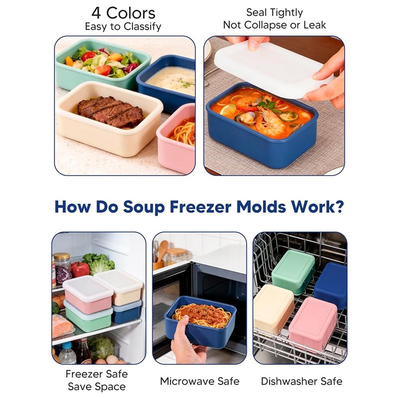 แม่พิมพ์ซิลิโคนสำหรับแช่แข็ง A - Meal Prep Soup บทวิจารณ์และราคา